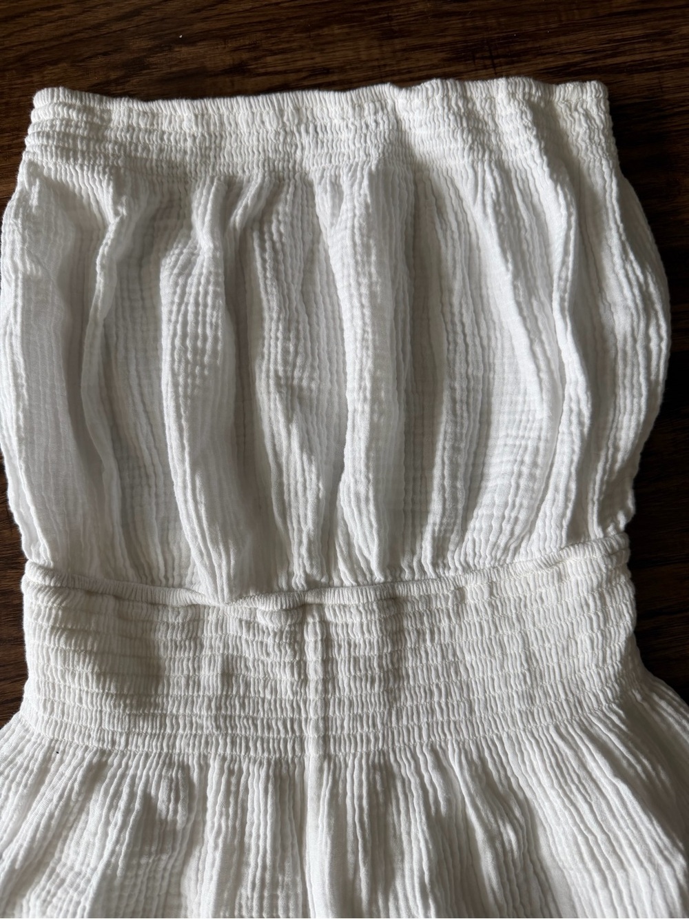 Strapless White Crinkled Jumpsuit - Picture 2 of 4